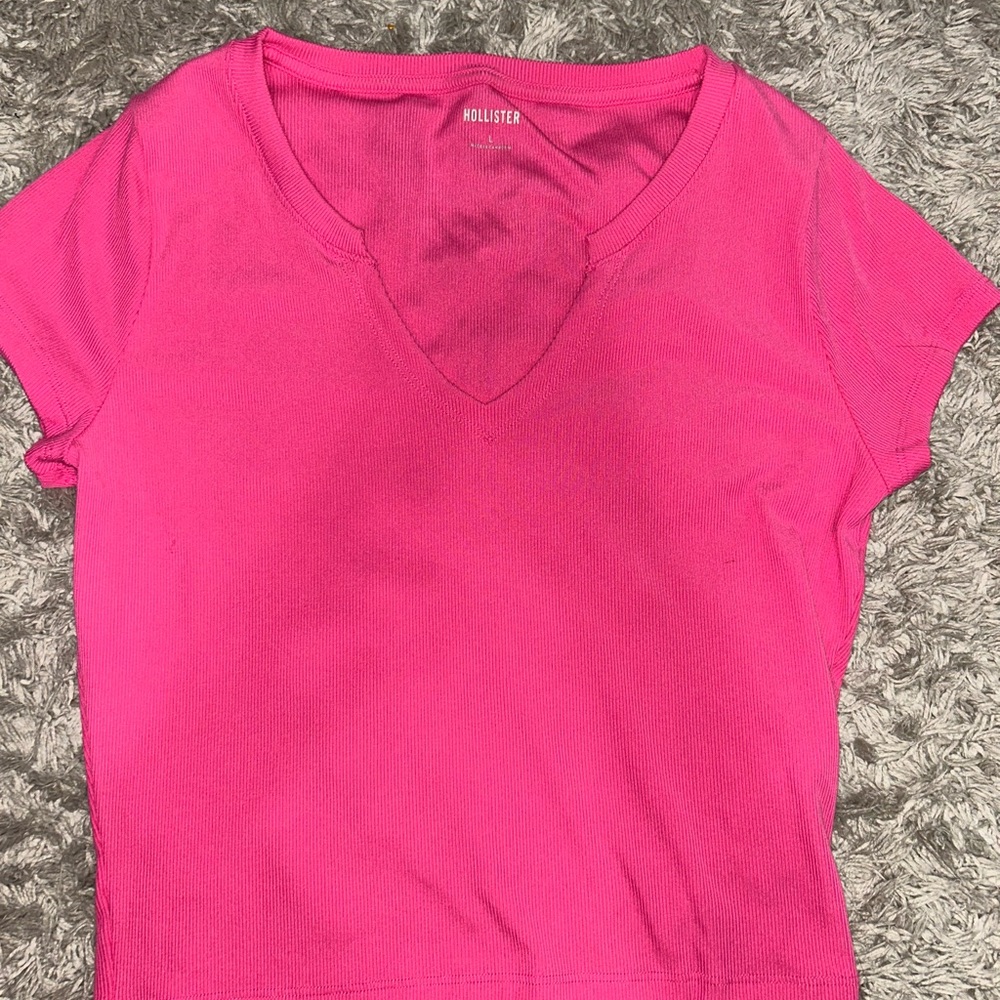 Hollister Women's Vivid Pink Short Sleeve Tee